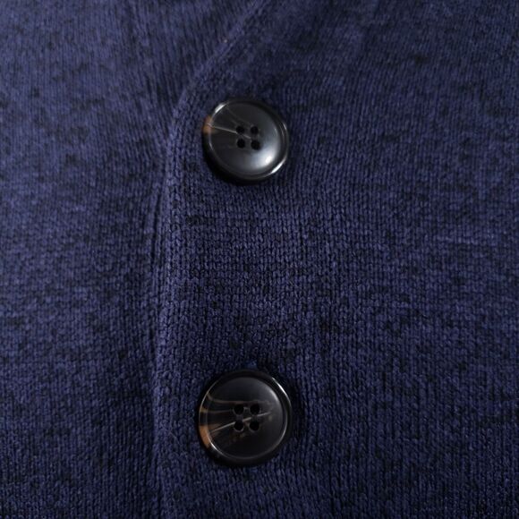 H2H Sweater Mens Medium Pullover Casual 1/4 Button Blue Knit Thick Polyester - Picture 3 of 12